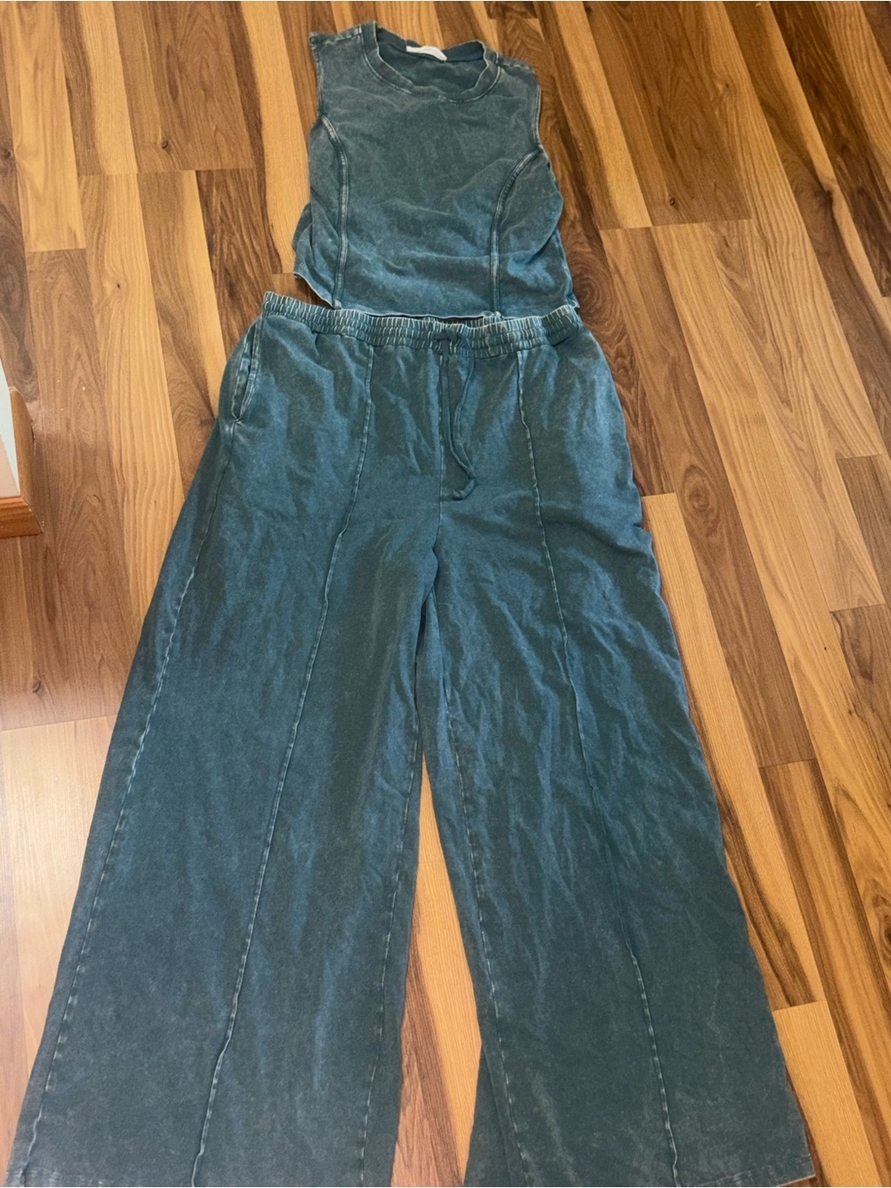 Double Zero Teal Washed Two-Piece Set